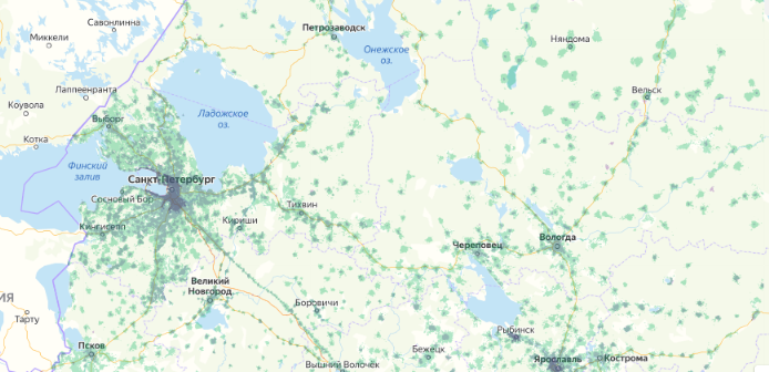 Зона покрытия МТС на карте Шатура 